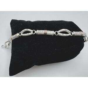 Designer Peruvian Sterling Silver 950 and 18K Gold Inlay Bracelet - 7.5”